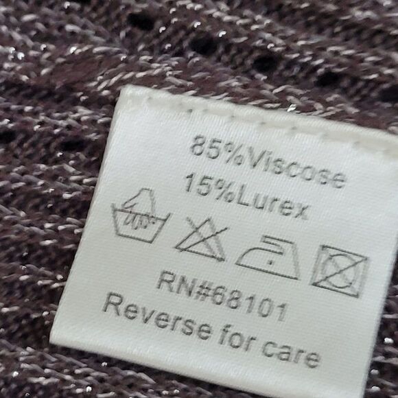 Belldini Cardigan Sweater Brown Sparkle Open Waterfall Long Sleeve Duster M - Picture 10 of 11